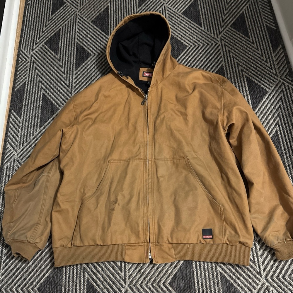 Craftsman Jacket Men’s 2XL Brown Full Zip Workwear Lined Hooded Duck Coat